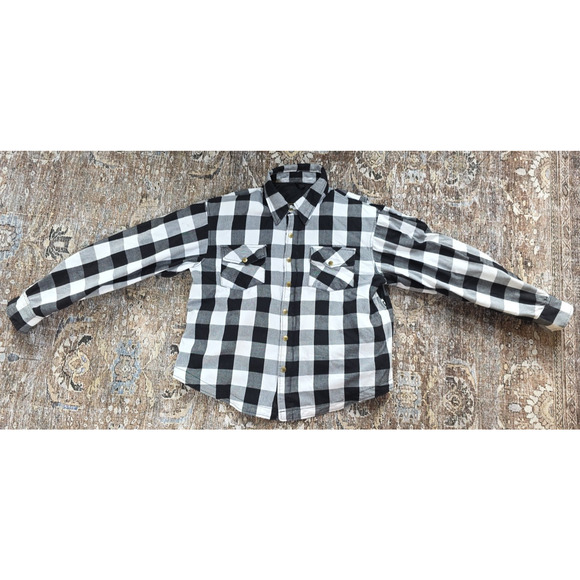 Milwaukee Leather Men's Large Armored Biker Flannel Shirt 3 Kevlar Inserts Plaid - Picture 1 of 16